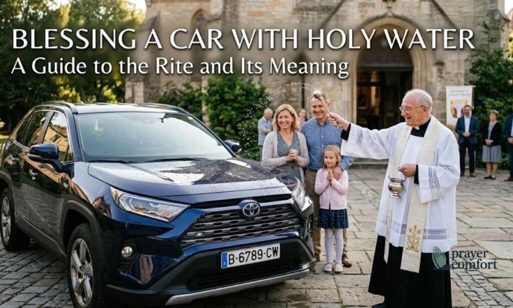 Blessing a car with holy water